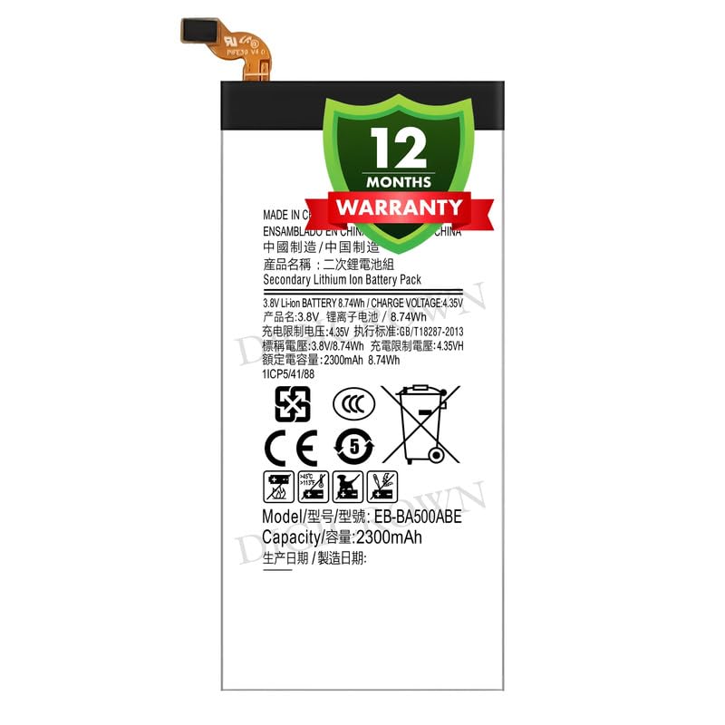 Image of Original EB-BA500ABE Battery Compatible for Samsung Galaxy A5 (2015) (SM-A500F) - (2300mAh) - 1 Year Warranty DF7