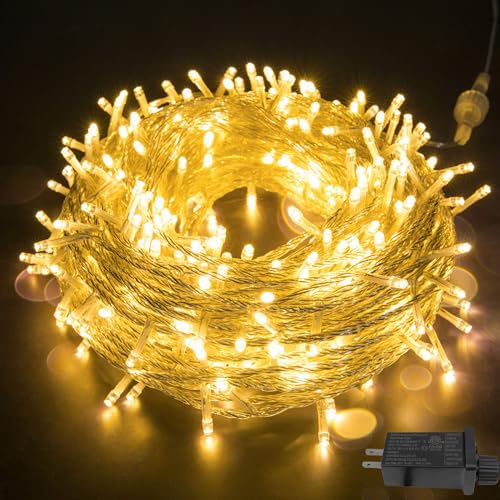 Moon Strike Connectable 200 LED Christmas Lights Indoor Outdoor with Timer, 66FT 13 Modes Warm White