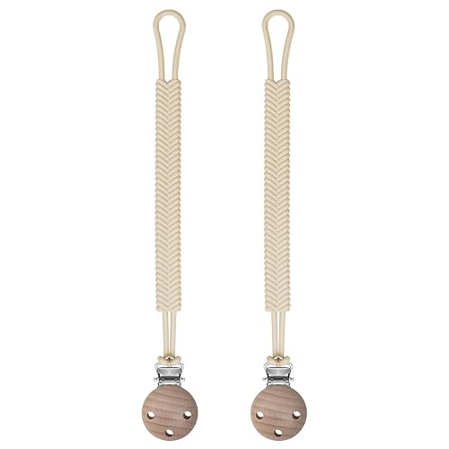 Clip para chupete para niños y niñas Clip de chupete de bebé de una pieza, Clip de chupete de silicona de forma trenzada, Clip de chupete seguro
