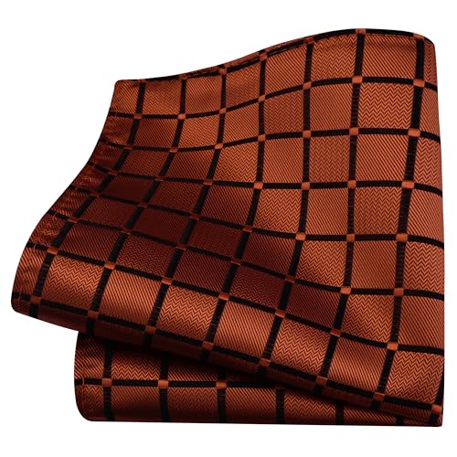 Image of GUSLESON 3.15 inch(8cm) Mens Tie and Lapel Pin Plaid Checkered Necktie Hankerchief Cufflinks Set for Men