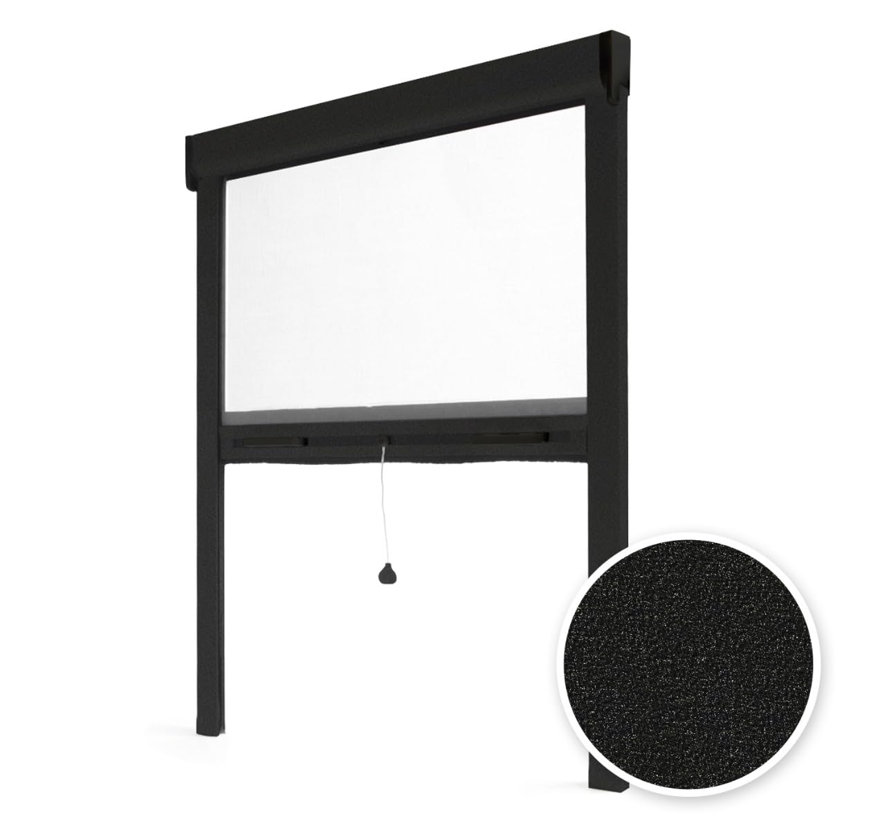 Avosdim Insektenschutz-Rollo für Fenster, Aluminium, Luxe, 160 x 125 cm, zuschneidbar, Schwarz strukturiert 9005, Schutz gegen Insekten