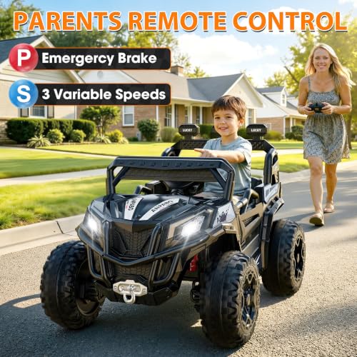 Image of ANPABO 24V Ride On Toys for Kids w /Remote Control, 4WD /2WD Switchable Black