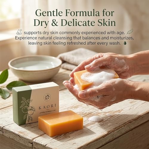 Image of Kaori Deodorizing Persimmon Soap for Old People Smell & Nonenal, Moisturizing Mature Skin, Renewing & Purifying Body Wash, Persimmon Soap for Body Odor with Natural Persimmon Extract for Men & Women