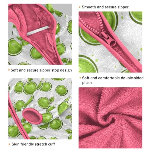 Green Apple Toddler Fleece Jacket Baby Girls Hooded Zipper Long Sleeve Thick Warm Outerwear 3-10 Years3