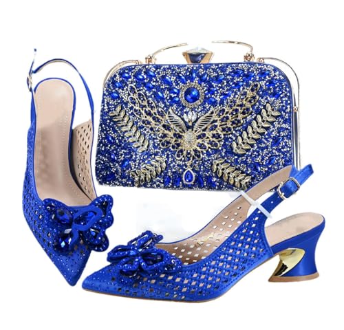 Chaussures de mariage italiennes à talon bas avec pochette pour fête et cérémonie