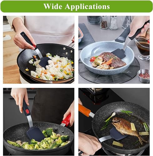 Image of Silicone Spatula - Nonstick, Heat Resistant Cooking & Baking Flipper for Pancakes, Omelettes, Pizza, Steak, Dosa - Ideal for Griddle Pans, Cookware and Fish Turner (Square Spatula)