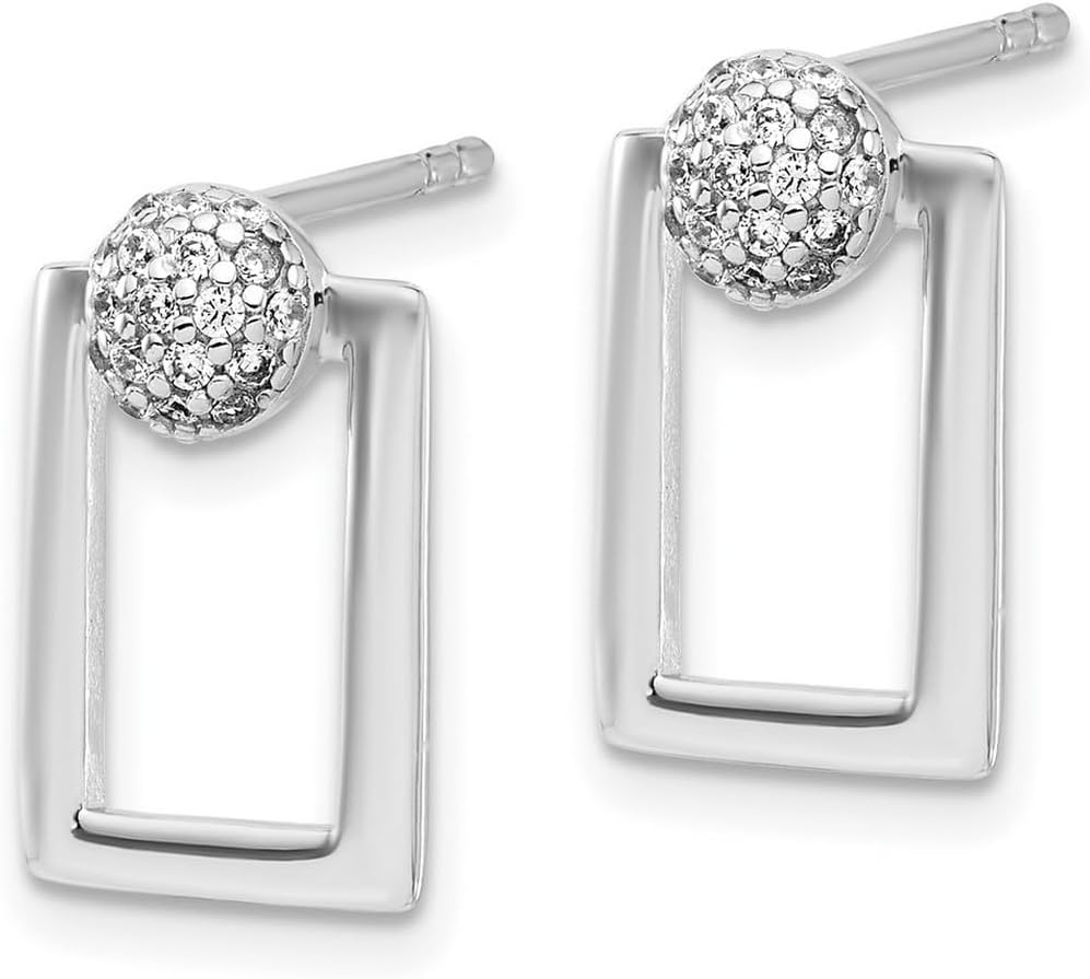 925 Sterling Silver Rhodium Plated Micro Pave Cubic Zirconia Rectangel Earrings and Pendant Necklace Set Jewelry Set for Women - Image 4