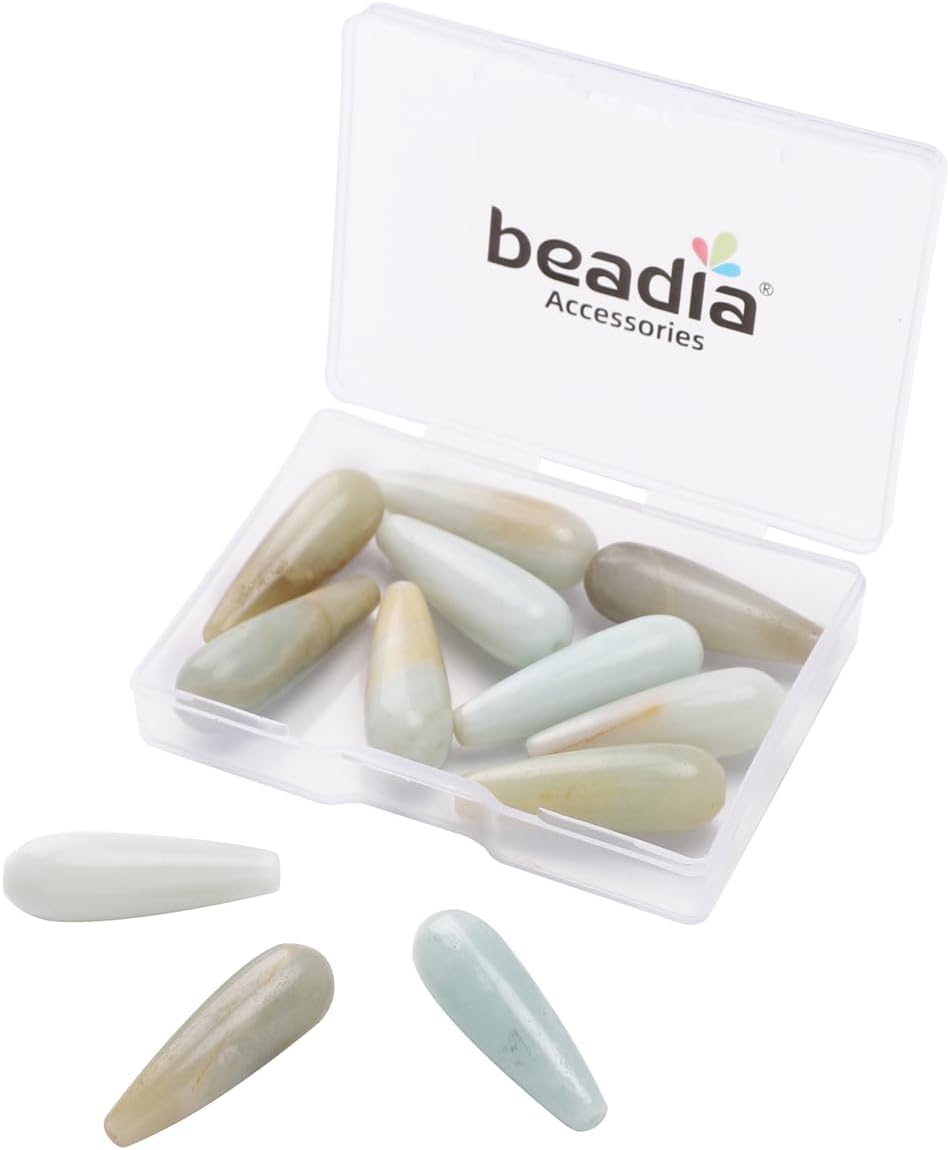 Natural Amazonite Teardrop Stone Beads 10x30mm 12pcs Dangle Earring Charm for DIY Jewelry Making - Image 7