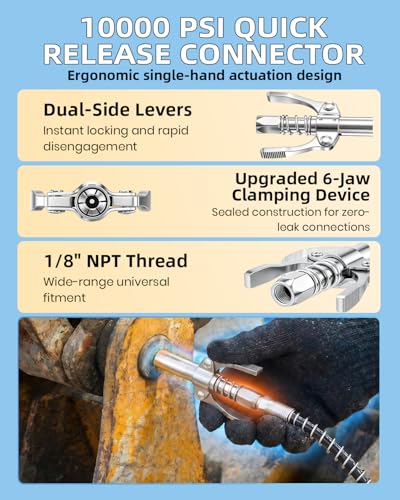 Image of Saker Grease Gun Accessory Kit, 10000PSI Quick-Release Coupler Set