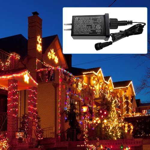 Image of 12V 12W Low Voltage Transformer with Extension Cord Class 2 Power Supply Replacement Yard Inflatable Adapter Model RH-120V1000U4-1 Waterproof Ip44 US Plug for Christmas String Light Decorations