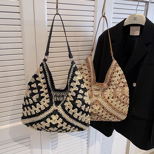 Bolso Hobo de Paja para Mujer Tote de Playa Grande miniatura 3