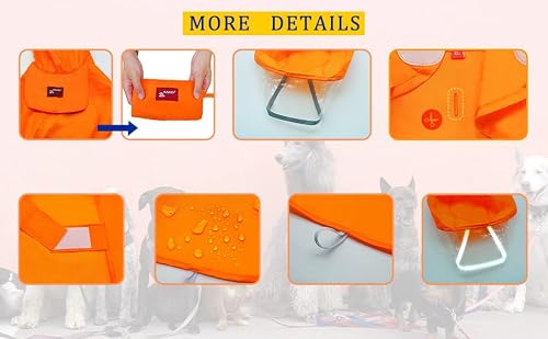Acapet Dog Raincoat Pet Waterproof Raincoat Hooded Slicker For Small Medium And Large Dog Orange L #TOP4