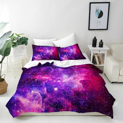 ANHOPE Lila Rosa Galaxie Nebel Bettwäsche Set 2 Teilig Bettbezug 135x200...