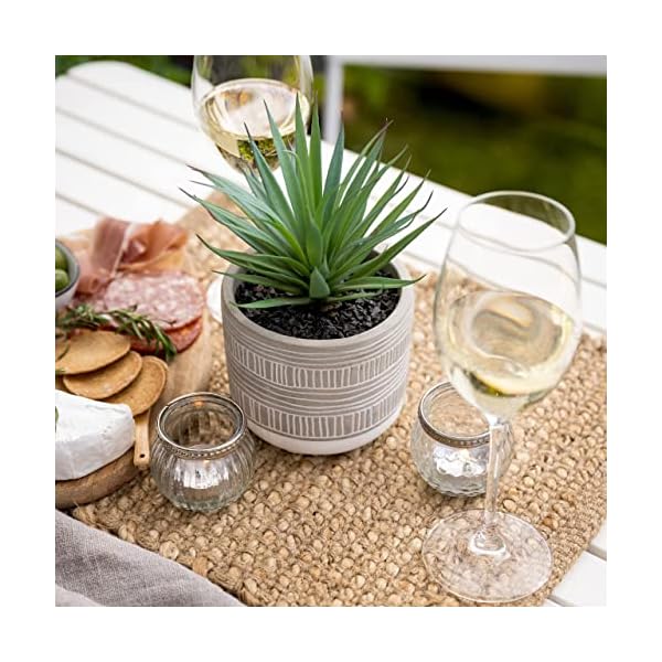 'Kurrajong Farmhouse Artificial Plant | 8'' Fake Plant for Desk Decor | Artificial Succulent in Pot | Fake Succulent Diamond Pattern Pot' – Bild 6
