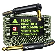 Gold-Plated Neutrik Rean Connectors - A trusted name in the audio industry, these gold-plated connectors ensure 100% compatibility with your Switchcraft 1/4" mono 2-conductor input jacks, while protecting both your guitar and amplifier. 18 Gauge 99.9...