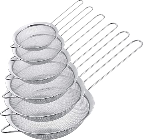 Pack 6 Colador Acero Inoxidable 18cm y 16cm y 14cm y 12cm y 10cm y 8cm/ Colador Cocina/Colador Acero Malla Fina/Juego de Colador Acero Inoxidable Redondo Microperforado Cover