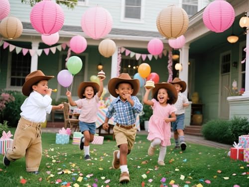 Image of Pink Brown Paper Lanterns Decorative 12pcs Party Hanging Decorations for Western Cowgirl Party Birthday Retro Rodeo Party Supplies for Girls Baby Shower Western Room Decor