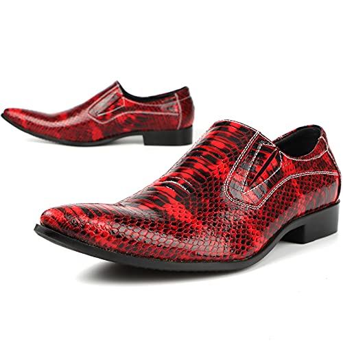 Party Oxford for Men Pointed Toe Genuine Leather Embossed Stitching Elastic Gussets Sides Rubber Sole High Heel Slip on Formal Shoes4