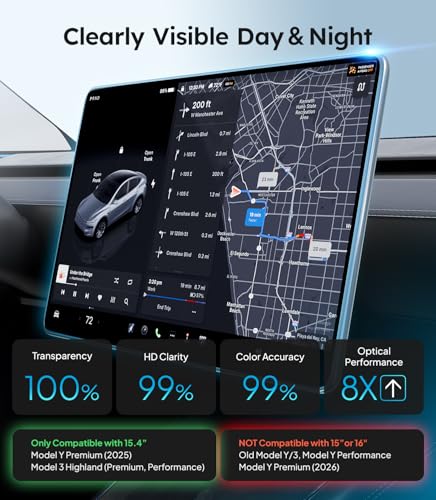 Image of for Tesla Model 3 & 2025 Model Y Screen Protector, 15.4 inch, Matte | For Model 3(2024~2026) /Model Y Premium(2025) Accessories, No Glare & Fingerprint, Tempered Glass Protector with Alignment Kit