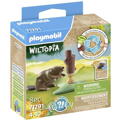 Playmobil 71291 Castor- - Wiltopia - 80% de Matériaux recyclés ou biosourcés en Moyenne Jouet éducatif