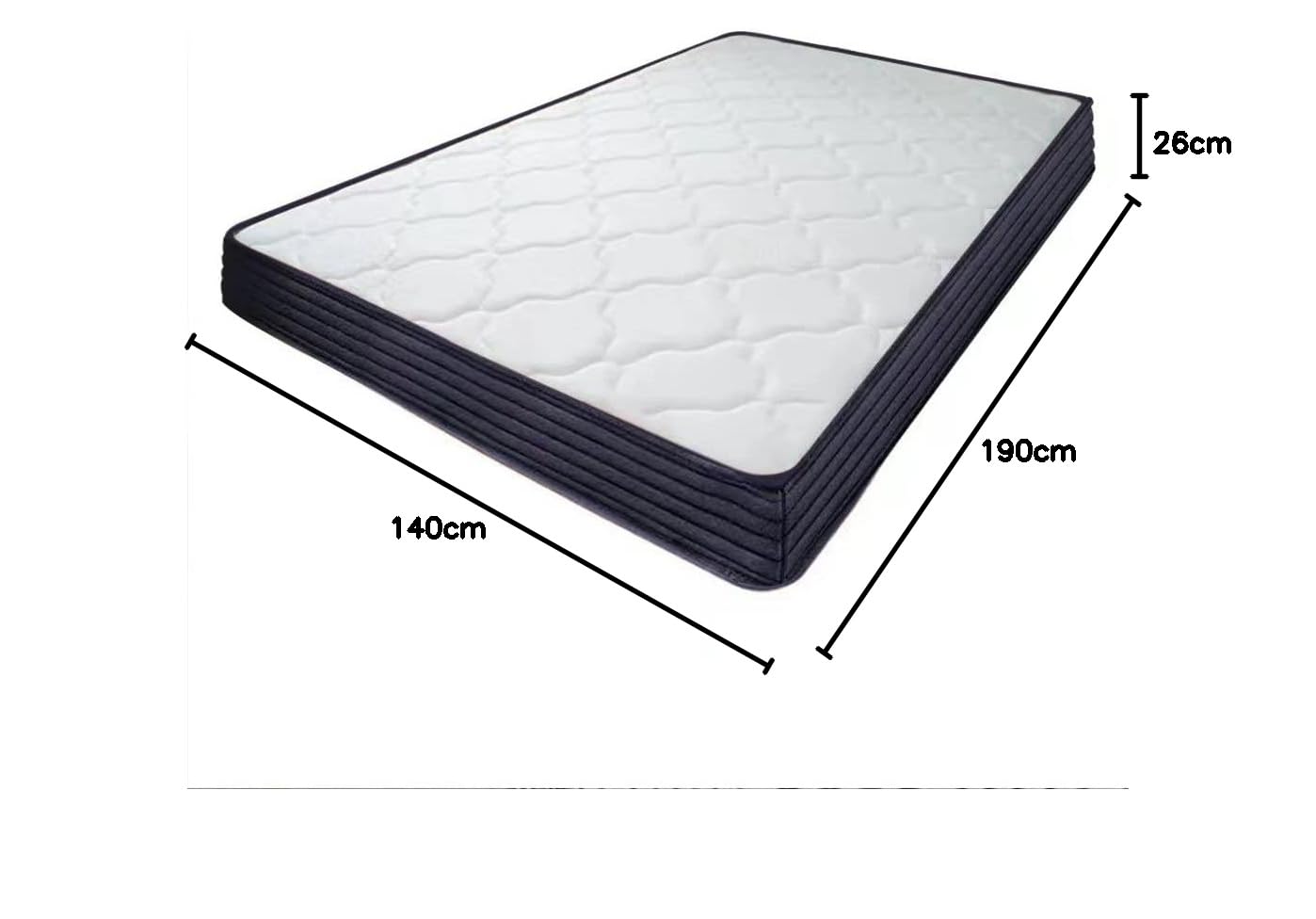 IZTOSS Matelas 140x190 avec Cadre de Lit en Bois avec Tete.Epaisseur 26CM