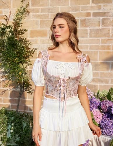 Image of Scarlet Darkness Corset Tops for Women Renaissance Underbust Corset Boned Lace Up Corsets