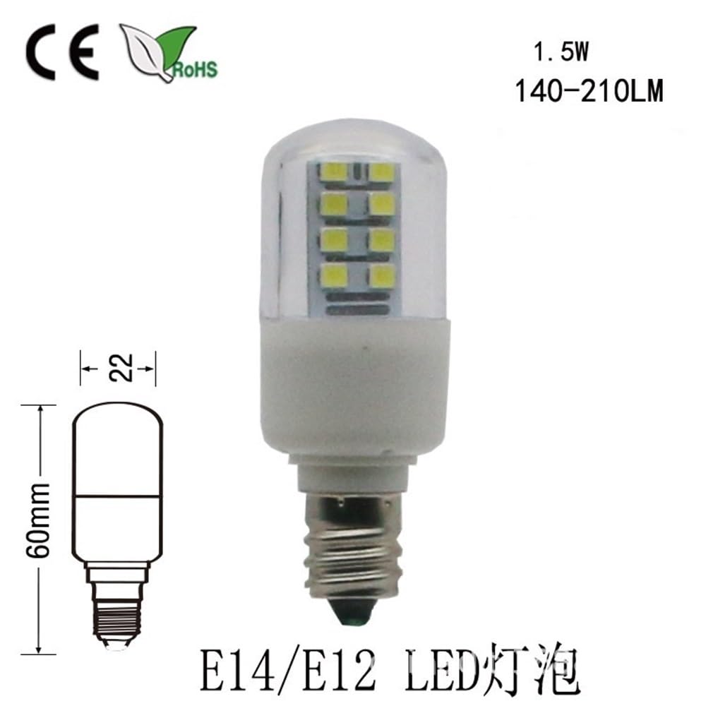 HHF Iluminación del hogar, Paquete de 50 bombillas LED de doble cara, CA 220 V, T22, E12/E14, 1,5 W, for frigorífico, microondas y horno(2700K warm white,220V E14)