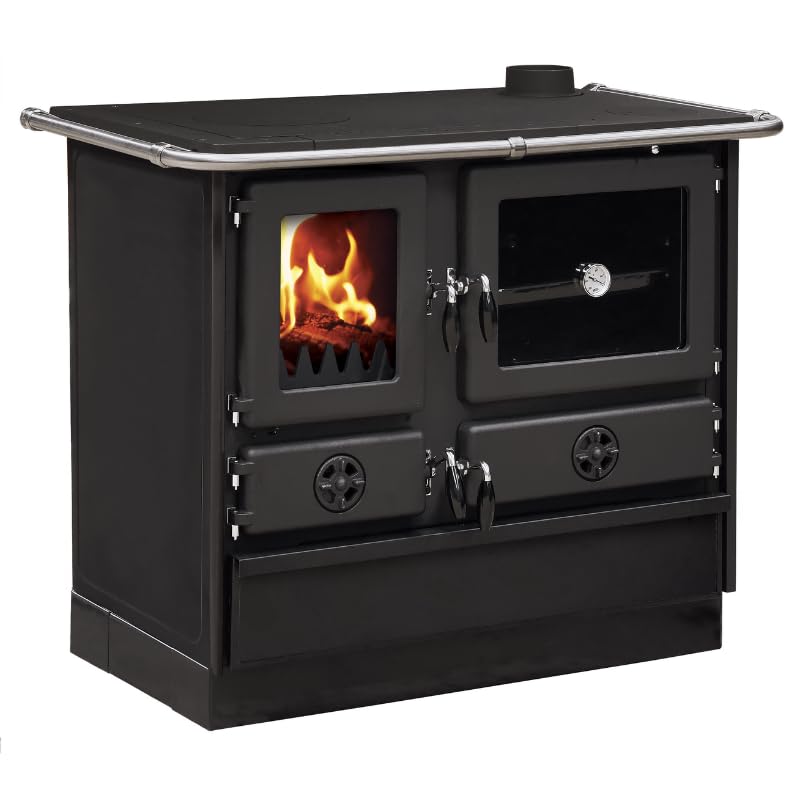 Cuisinière à bois MAGNUM MBS en fonte | Sortie côté droit - Noir