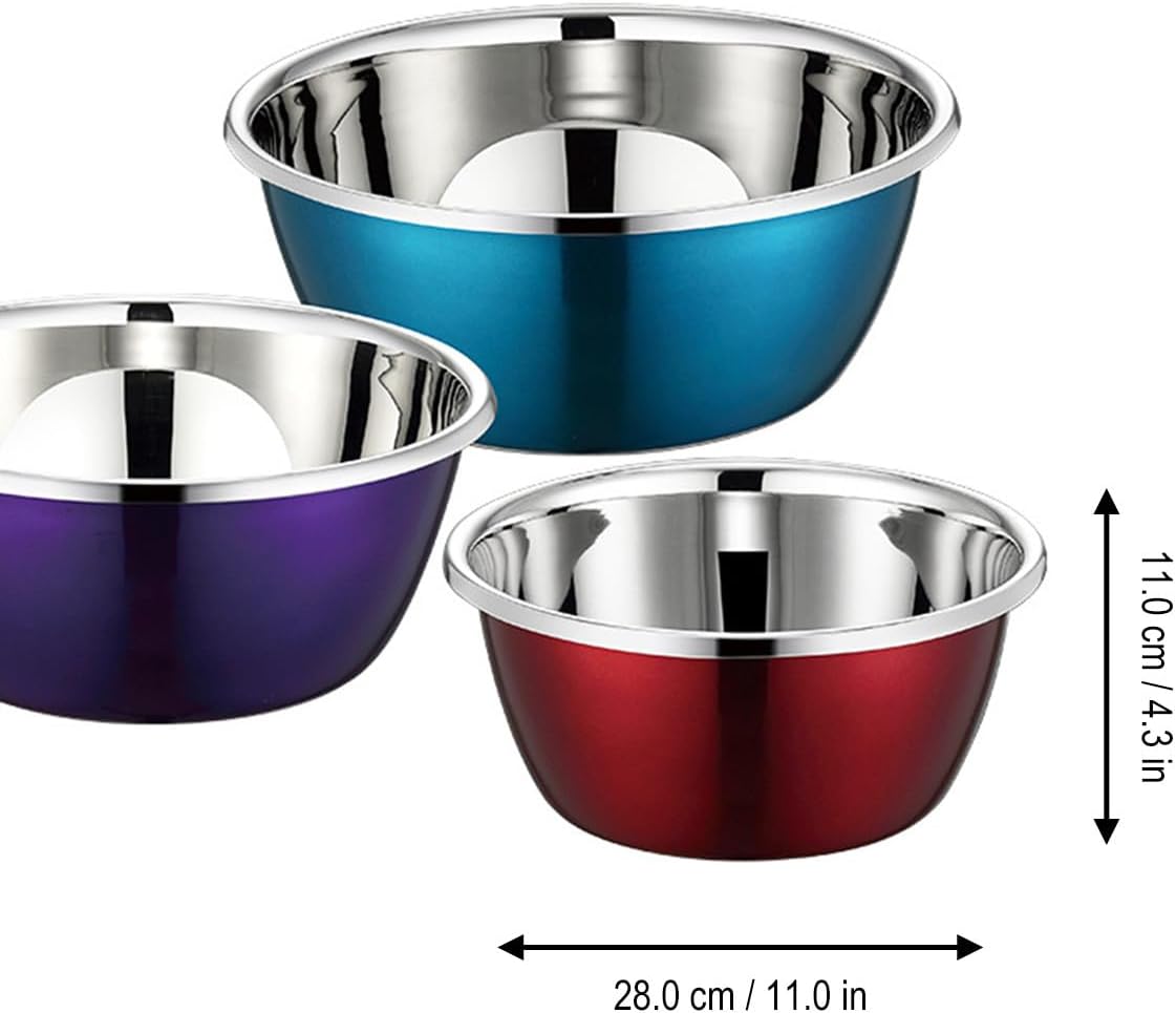 3pcs Stainless Steel Mixing Bowls Set with Colander Kitchen Prep Bowls Nesting Design for Food Storage and Vegetable Washing