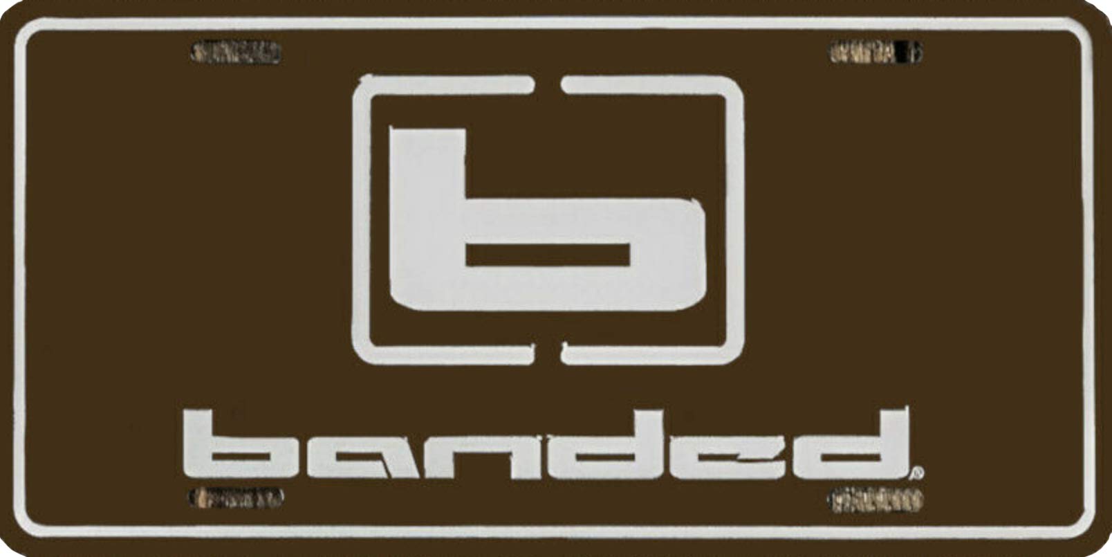 Banded Gear Logo License Plate - Brown