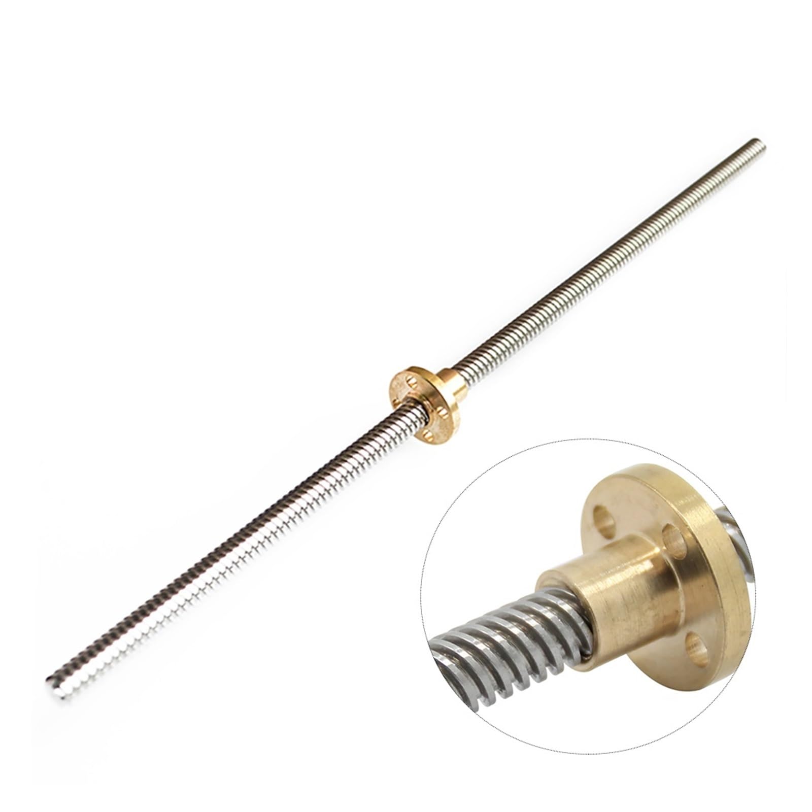 Metal Ball Screw nut 1pcs T8 Lead Screw Trapezoidal Rod Lead 2mm Length 100mm-1000mm with Copper Nuts(500mm)