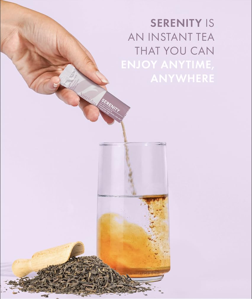 FARMASi Nutriplus Serenity Earl Grey Herbal Tea – Caffeine-Free Instant Bergamot Tea Blend, Refreshing Hot or Iced Stick Tea, 30 Servings