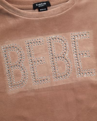 bebe Girls Jogger Set - 2 Piece Bling Velour Crewneck Long Sleeve Shirt and Jogger Pants - Girls Athletic Clothing Set (7-12)4