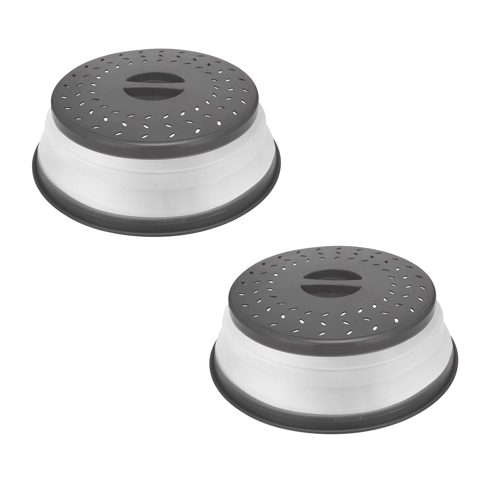 Microwave Cover for Food Collapsible Microwave Splatter Cover Food Colander Dishwasher Safe 2 Pack (Grey) — image 1