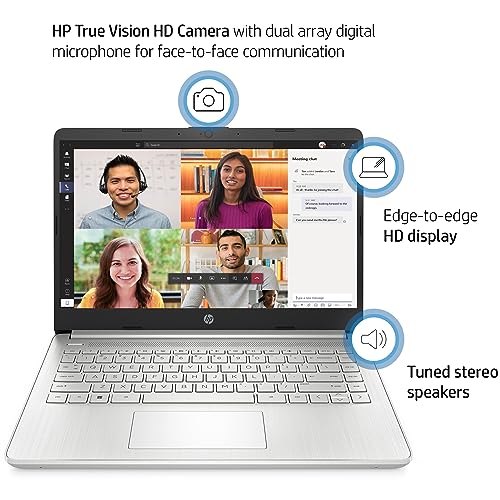 Image of HP 14 inch Laptop Computer, Intel Core i5-1135G7 up to 4.2GHz (Beat i7-1065G7), 32GB DDR4 RAM, 1TB PCIe SSD, 802.11AC WiFi, Bluetooth 4.2, Natural Silver, Windows 11 Home, BROAG Cable