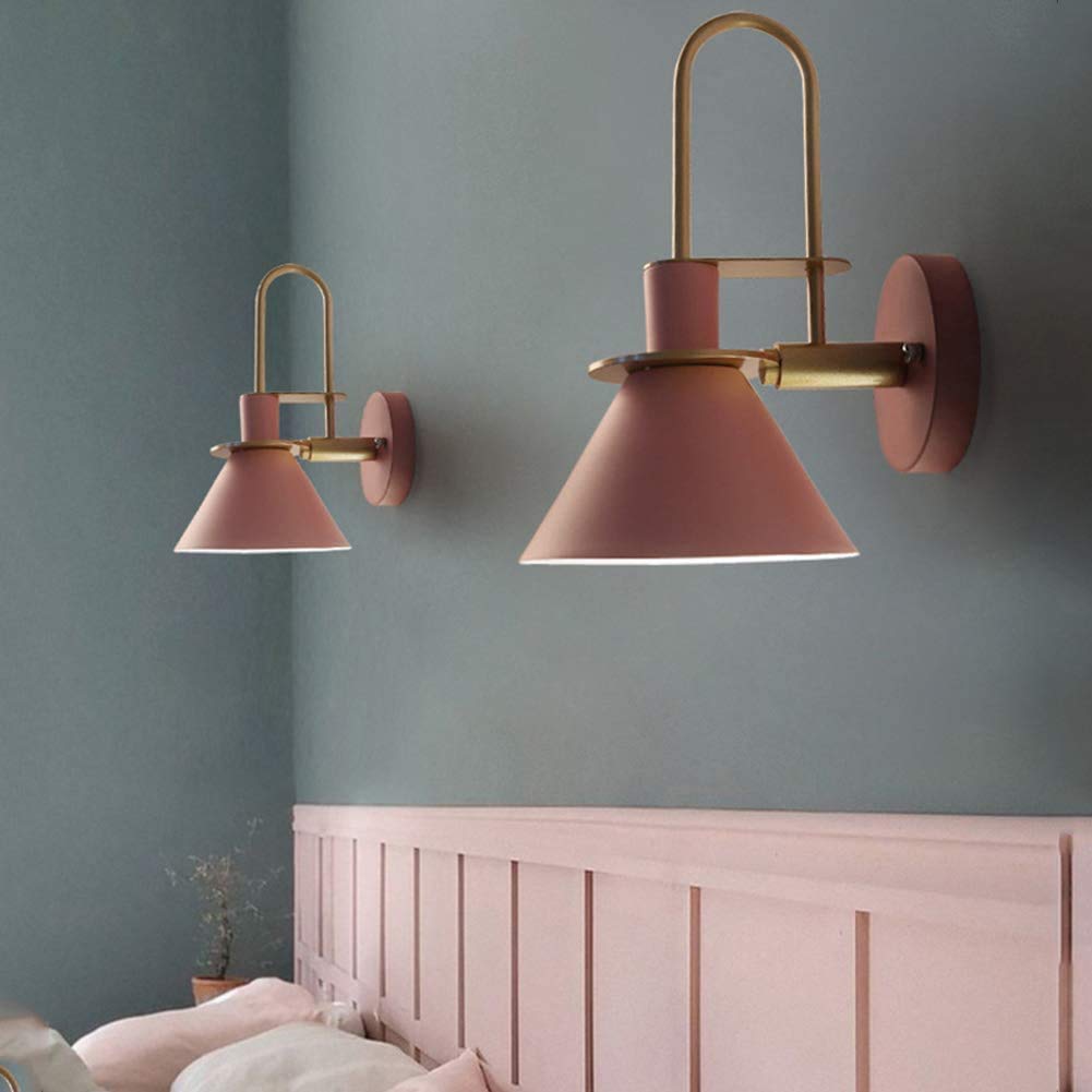 WXKAGF Kolorowa lampa ścienna Macarons, zabytkowy metalowy kinkiet przemysłowy z E27 Retro przemysłowy kinkiet do sypialni, barek nocny, kawiarnia na poddaszu, salon, makaroniki na korytarzu, różowy