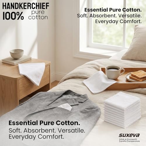 Image of Men's 12pcs 100% Cotton Checkered Handkerchiefs Gift Box, 15.75 Inch Soft Breathable Absorbent Large Pocket Squares