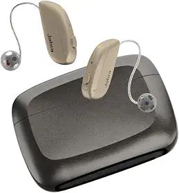 Jabra Melhore os aparelhos auditivos OTC 500, cuidados com a equipe de audiologia incluídos, áudio Bluetooth LE e transmissão Bluetooth para chamadas, música, mídia (iOS/Android), quase invisível e