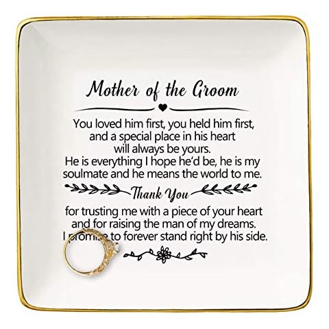 Gift for Mother of the Groom From Bride - You Loved Him First,You Held Him First Thank You Gift for New Mom - Wedding Gifts - Bridal Shower Gifts - Ceramic Jewelry Holder Ring Dish Trinket Box Tray Cover