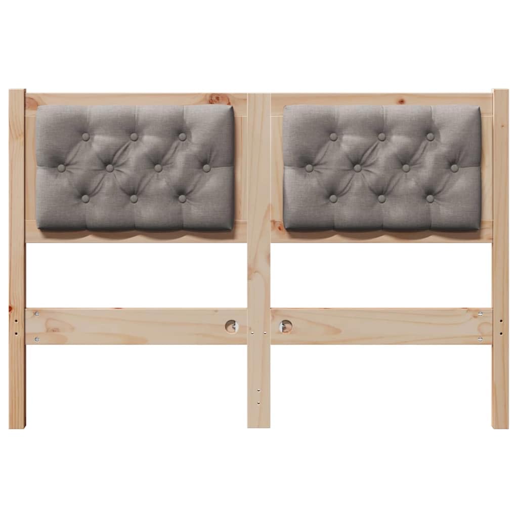 Zagłówek 120 cm, lite drewno sosnowe, brązowo-taupe, nowoczesny design, oddychający materiał, trwały, łatwy montaż, do sypialni, salonu