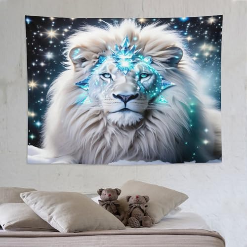 Tapisserie murale lion PAZZK 150x200cm en tissu suspendu pour decoration de chambre
