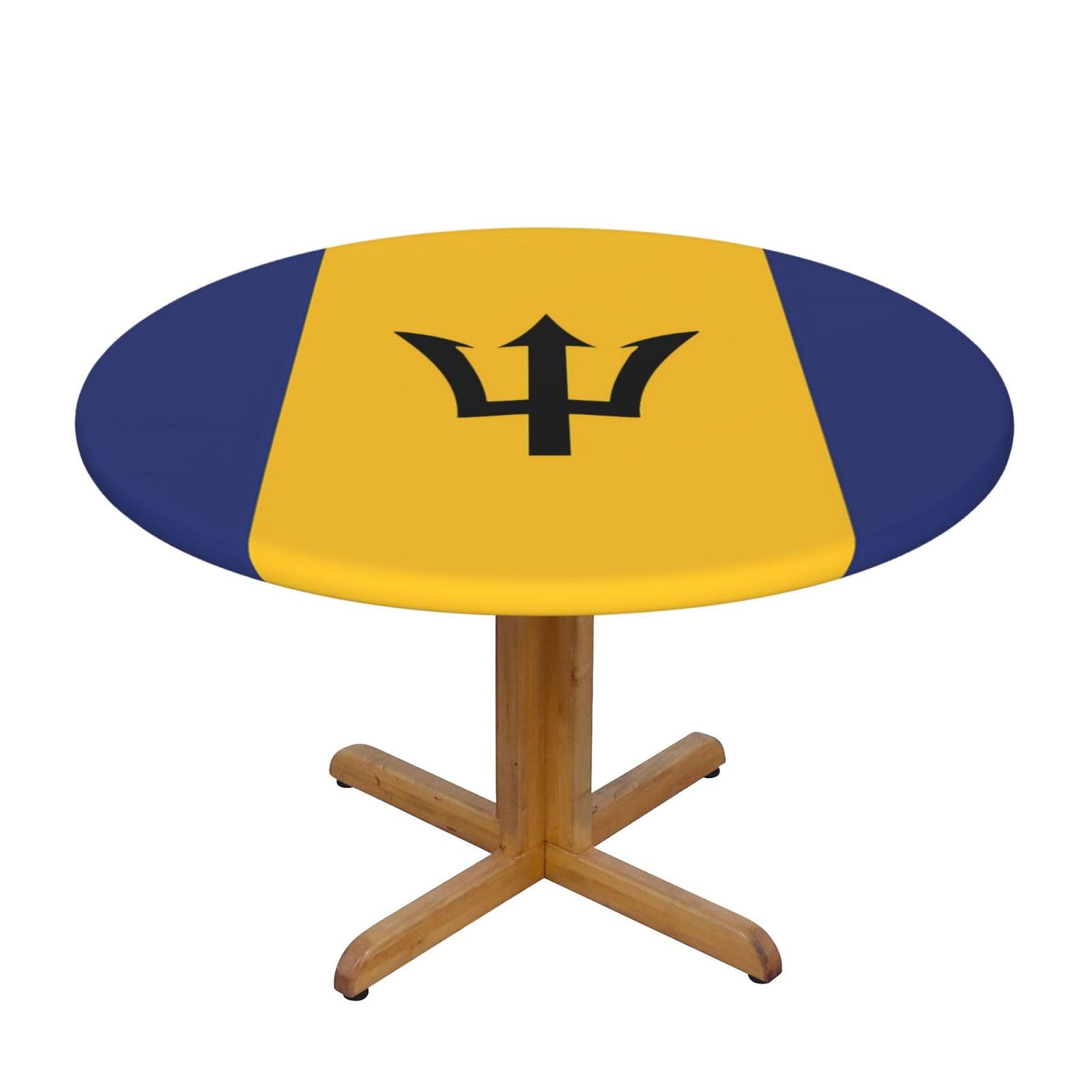 ZQYTGFDC Flag of Barbados M Decorative Round Tablecloth Waterproof Anti Stain Oil Proof Size for 40 50 inch