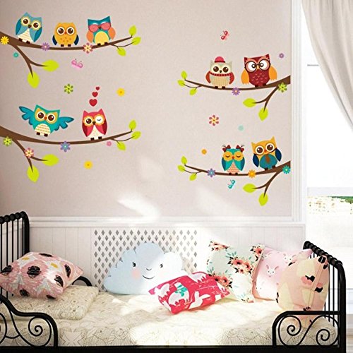 Cartoon Owl Wall Stickers for Children Bedroom Living Room TV