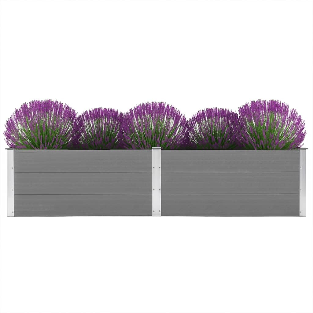 Woonisher Bancal de jardín de Madera y plástico, bancales de Metal, Kit de bancal de Madera y plástico 250x100x54 cm Gris para Aficionados a la jardinería.