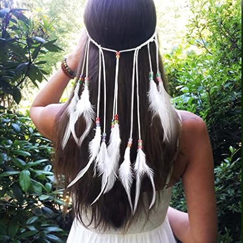Fashband Boho White Feather Headband Cover