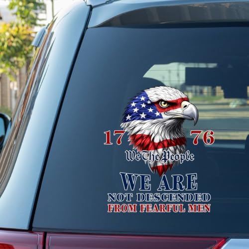 Image of 2pcs We The People 1776 American Bald Eagle Flag Car Decals Patriotic | 250th Anniversary of The United States Sticker Removable Vinyl Decal for Auto Car Truck SUV Trailer Window Vinyl Decal 10 in