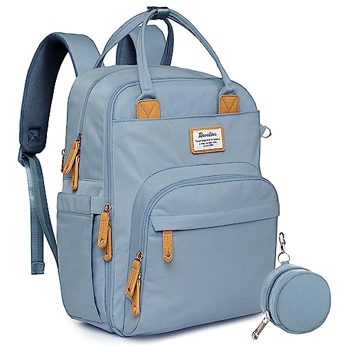 Image of RUVALINO Diaper Bag Backpack-Multifunction Baby Travel Bag with Changing pad, Insulated Bottle Holders & Pacifier Case, Large Capacity, Waterproof, Sky Blue