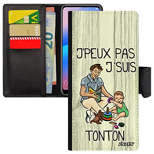 Coque Xiaomi Redmi Note 8 Pro portefeuille housse rabat humour tonton naissance