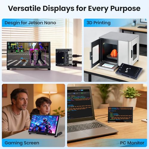 Image of 7 Inch Touchscreen Monitor for Raspberry Pi 5 /4 /3, 1024 x 600 IPS Display with 5-Point Touch Capacitive Screen, Plug and Play, Compatible with Raspberry Pi, Banana Pi, Jetson Nano