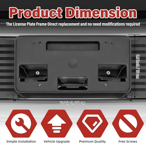 Image of License Plate Bracket Accessories for Chevrolet Chevy Silverado 2500 HD 2020 2021 2022 2023, Silverado 3500 HD 2020-2023 Front Bumper License Plate Holder Replacement Frame Black Mount